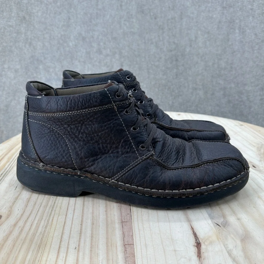 Clarks‎ Gerrard Mens 11 Dark Brown Leather Moc Toe Chukka Lace Up Ankle Boots